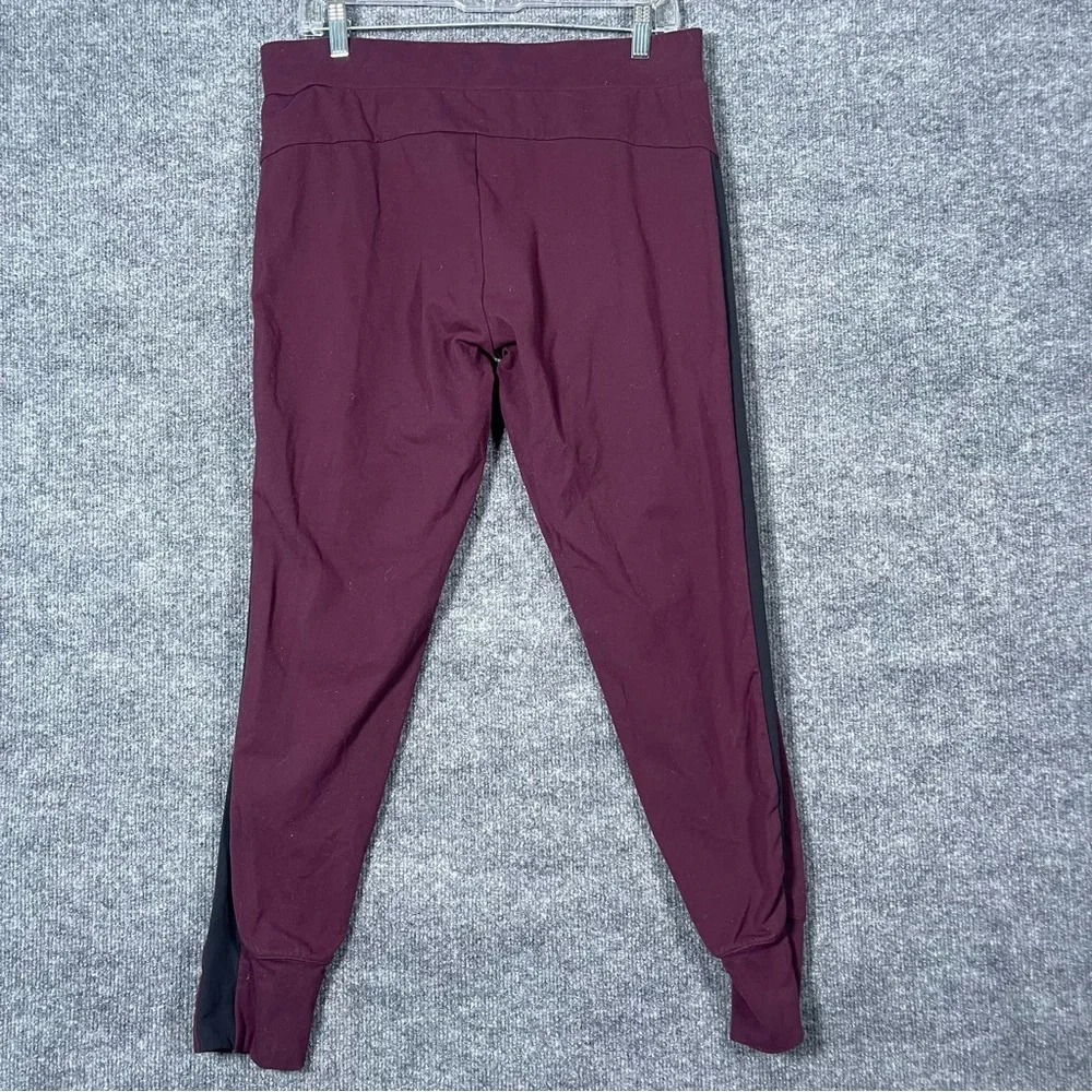 Athleta Womens Medium Burgundy Black Side Stripe Metro Track Jogger Pant Pull On - Picture 3 of 8